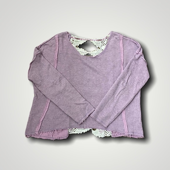 Free people | purple sweater with open lace back - Picture 3 of 10